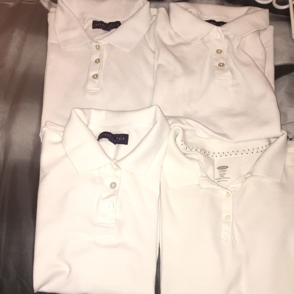 4 white school shirts